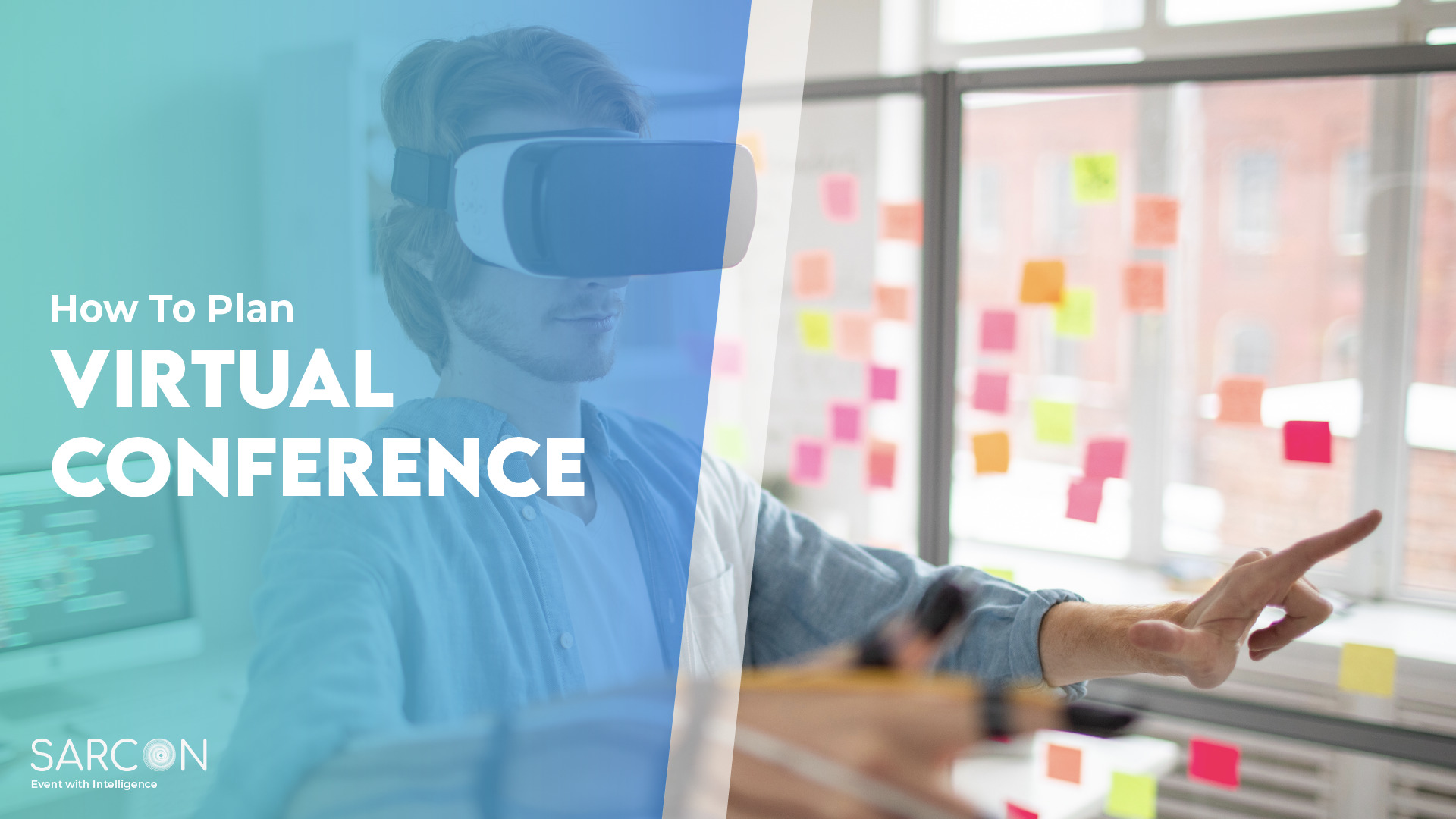 guy using VR to attend a virtual conference